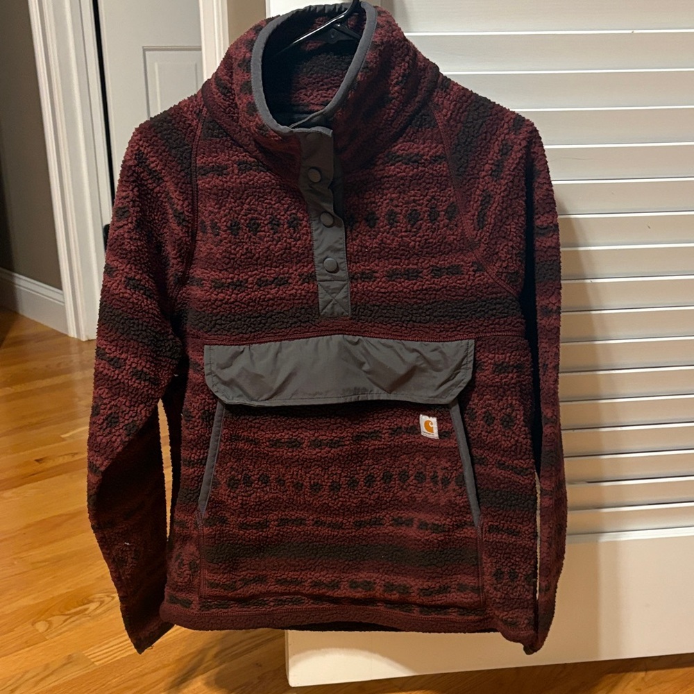 Like new Carhartt Maroon and Charcoal Fleece Pullover